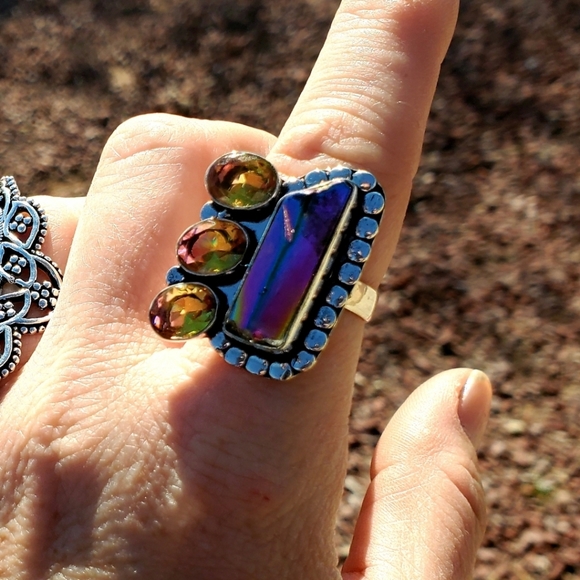 New Rainbow Hematite and Ametrine 925 Silver Ring. - Picture 16 of 16